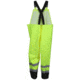 MCR Safety Luminator Hi Vis Lightweight Rain Pants, Poly/PU, High Bib Pocket and Full Elastic Suspenders, ANSI 107 Class E, Fluorescent Lime, L, 508SBPL