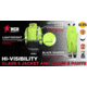 MCR Safety Luminator Hi Vis Lightweight Rain Jacket, Poly/PU, Detachable Hideaway, Hood with Drawstring, ANSI 107 Type R Class 3, Fluorescent Lime, 4X, 508SJX4