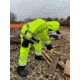 MCR Safety Luminator Hi Vis Lightweight Rain Pants, Poly/PU, High Bib Pocket and Full Elastic Suspenders, ANSI 107 Class E, Fluorescent Lime, L, 508SBPL