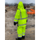 MCR Safety Luminator Hi Vis Lightweight Rain Jacket, Poly/PU, Detachable Hideaway, Hood with Drawstring, ANSI 107 Type R Class 3, Fluorescent Lime, 4X, 508SJX4
