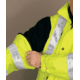 MCR Safety Luminator Reversible Bomber Jacket, PU/Cotton Poly,ANSI Class 3, Attached Hide-Away Hood, Fluorescent Lime, XL, BRCL3LXL