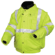 MCR Safety Luminator Reversible Bomber Jacket, PU/Cotton Poly,ANSI Class 3, Attached Hide-Away Hood, Fluorescent Lime, XL, BRCL3LXL