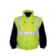 MCR Safety Luminator Reversible Bomber Jacket, PU/Cotton Poly,ANSI Class 3, Attached Hide-Away Hood, Fluorescent Lime, XL, BRCL3LXL