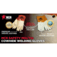 MCR Safety Mustang Leather Welding Work Gloves, Premium Top Grain Cowskin Leather, 4.5in Split Leather Gauntlet Cuff, Beige and Russet, Large, 4950L