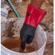 MCR Safety PredaStretch Work Gloves, 18 Gauge Seamless Nylon Shell, Full PVC Nitrile Coating with Sandy Finish, 12in Gauntlet Cuff, Red and Black, Small, MG9648S
