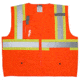 MCR Safety SURVCS2POM Hi Vis Reflective Safety Vest, ANSI Type R Class 2, 4in Silver Stripes, Zipper Front Closure, Fluorescent Orange, M, SURVCS2POM