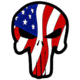 Merica Life Punisher Waving US Flag PVC Patch, Red/White/Blue, 3.1 x 2.4, PUNISHER-USFLAG