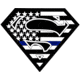Merica Life SMan Shield PVC Patch with Thin Blue Line, 3.5 x 3, SMAN-USFLAG-SHIELD-GREY