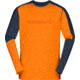 Norrona Falketind Equaliser Merino Round Neck Shirt - Mens, Orange Popsicle/Indigo Night, Small, 7042698472120