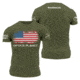 OpticsPlanet Exclusive Grunt Style American Flag T-Shirt Mens, Military Green, Extra Large, 3001-Military Green-XL
