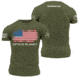 OpticsPlanet Exclusive Grunt Style American Flag T-Shirt Mens, Military Green, Small, 3001-Military Green-S
