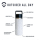 Outsider The All Day Water Bottle, White, 1006538