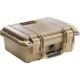 Pelican 1400 Small 13x11x6in Protector Waterproof Carry Case, Desert Tan, No Foam