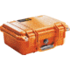 Pelican 1400 Small 13x11x6in Protector Waterproof Carry Case, Orange, No Foam