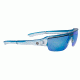 Popticals PopGun Sunglasses, Blue/Clear Crystal Gloss Frame, Gray/Blue Mirror Lens, Polarized, 030010-BFUN