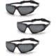 Pyramex Highlander Safety Glasses - Black Frame and Antifog Gray Lens, Pack of 3