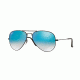 Ray-Ban Aviator Large Metal Sunglasses RB3025 002/4O-55 - Shiny Black Frame, Mirror Gradient Blue Lenses
