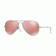 Ray-Ban Aviator Large Metal Sunglasses RB3025 019/Z2-55 - Matte Silver Frame, Brown Mirror Pink Lenses