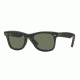 Ray-Ban Original Wayfarer Sunglasses RB2140, Jeans Black Frame, Green Lenses, 1162-50