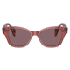 Ray-Ban RB0880S Sunglasses, Transparent Pink Frame, Dark Violet Polarized Lens, 49, RB0880S-6639AF-49