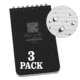 Rite in the Rain Top Spiral Notebook, 3''x5'', 3-pack, Black, 735-3