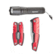 Sheffield 3 Pc. Knife / Multi-Tool / Flashlight Set, Black/Red 12940