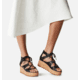 Sorel Cameron Flatform Lace Wedge Sandals Leather - Womens, Black/Gum 2, 9.5 US, 1981631-010-9.5