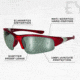 SSP Eyewear Entiat CF+ Bifocal Shooting Glass Readers w/ 1.25 Magnification, Red Frame, Clear Mirrored Lens, ENTIAT 12 RED M