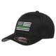 Thin Blue Line Flexfit Hat - Thin Green Line Flag - FLEX-GREEN-BLACK-MEDIUM