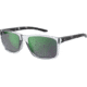Under Armour Hustle Sunglasses with Crystal-Havana Black Temples/Grey Frame and Green Mirror Lens, Medium, UA0005S MNG-Z9