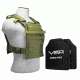 Vism Fast Plate Carrier w/2 10x12in Level III and PE Shooters Cut Hard Ballistic Plates, Green BPCVPCF2995G-A