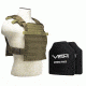 Vism Fast Plate Carrier w/2 10x12in Level III and PE Shooters Cut Hard Ballistic Plates, Tan BPCVPCF2995T-A