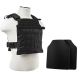 Vism Fast Plate Carrier w/2 10x12in Level IIIA Shooters Cut Hard Ballistic Plates, Black, BUCCVPCF2995B-A
