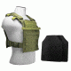 Vism Fast Plate Carrier w/2 10x12in Level IIIA Shooters Cut Hard Ballistic Plates, Green BUCCVPCF2995G-A