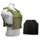 Vism Fast Plate Carrier w/2 10x12in Level IIIA Shooters Cut Hard Ballistic Plates, Green, BUCCVPCF2995G-A