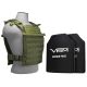 Vism Larger Fast Plate Carrier w/2 11x14in Level III and PE Shooters Cut Hard Ballistic Plates, Green, BPLCVPCFL2995G-A