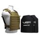 Vism Larger Fast Plate Carrier w/2 11x14in Level III and PE Shooters Cut Hard Ballistic Plates, Tan, BPLCVPCFL2995T-A