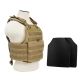 Vism Plate Carrier Vest w/2 10x12in Level IIIA Shooters Cut Hard Ballistic Panels, Tan, BUCCVPCV2924T-A