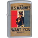 Zippo USMC Lighter, Street Chrome, 1.44" x 2.25", 207-077502