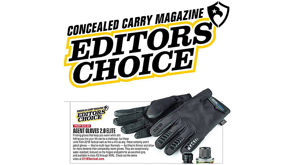 221B Tactical Agent Gloves 2.0 Elite, Thermal &amp; Water Resistant, Black, Extra Small, AGT2-XS-BLK