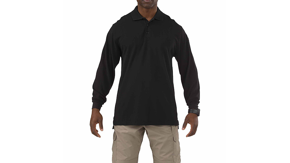 5.11 Tactical Professional Long Sleeve Polo - Men's, Extra Large, Regular, Black, 42056-019-XL