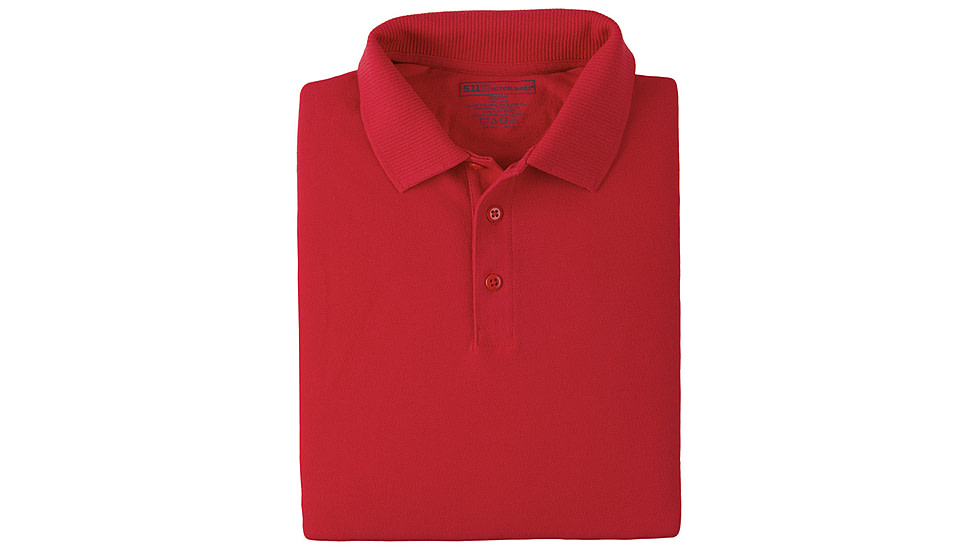 5.11 Tactical Professional Long Sleeve Polo - Men's, Large, Regular, Range Red, 42056-477-L
