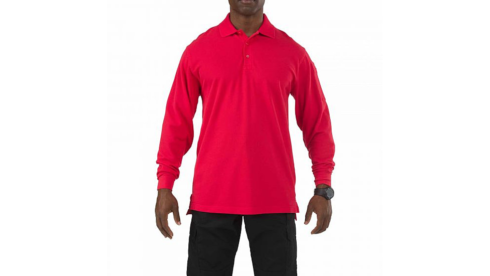 5.11 Tactical Professional Long Sleeve Polo - Men's, Large, Regular, Range Red, 42056-477-L