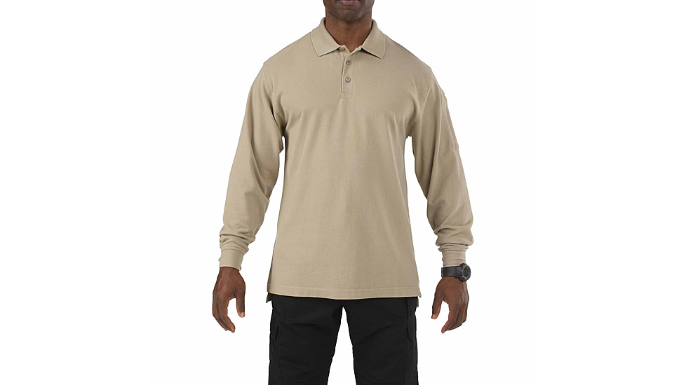 5.11 Tactical Professional Long Sleeve Polo - Men's, 2XL, Tall, Silver Tan, 42056T-160-2XL