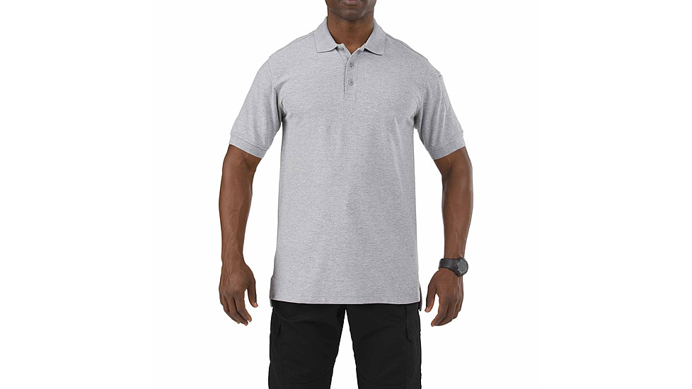 5.11 Tactical Short Sleeve Utility Polo Shirt- Heather Grey, Size L 41180-016-L