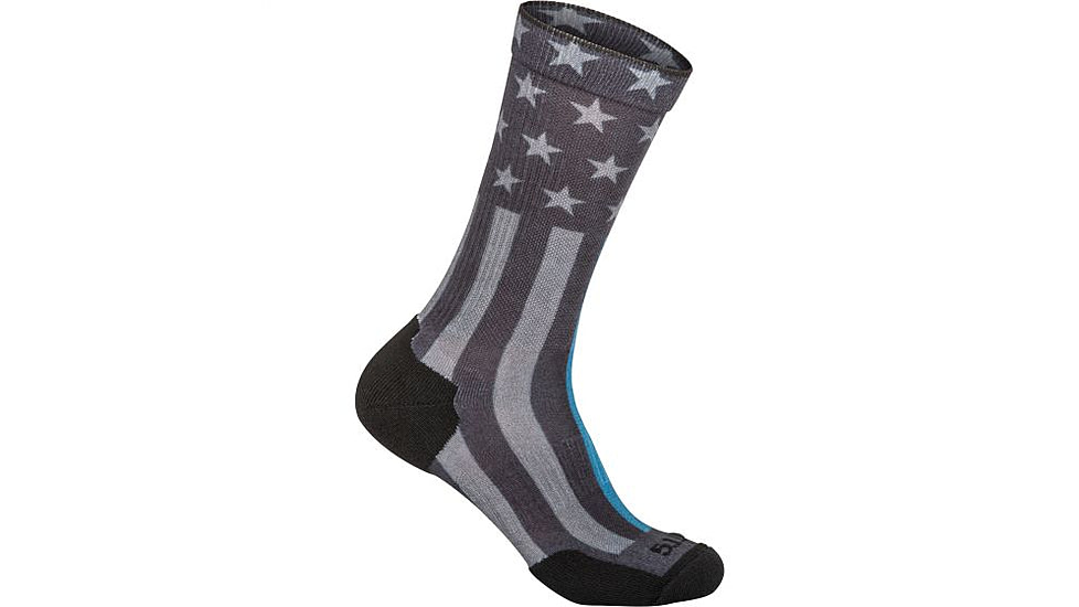 5.11 Tactical Sock &amp; Awe Crew Thin Blue Line - Mens, Black, Large 10041AA-019-L