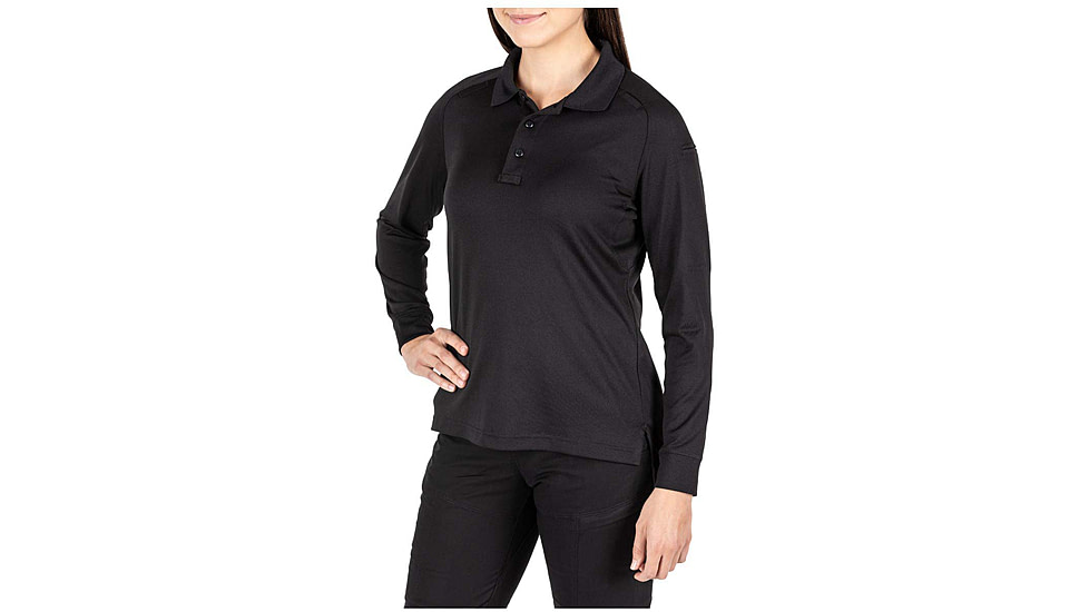 5.11 Tactical Performance Long Sleeve Polo - Womens, Black, Extra Large, 62408-019-XL