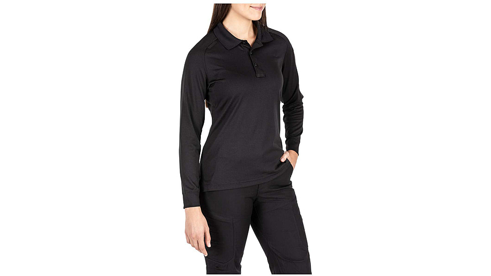 5.11 Tactical Performance Long Sleeve Polo - Womens, Black, Extra Large, 62408-019-XL