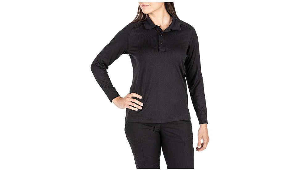 5.11 Tactical Performance Long Sleeve Polo - Women's, Black, XL, 62408-019-XL