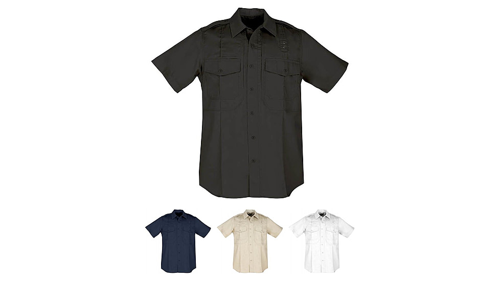5.11 Tactical Men's PDU Short Sleeve Twill Class B Shirt 71177, Black, Midnight Navy, Silver Tan, White